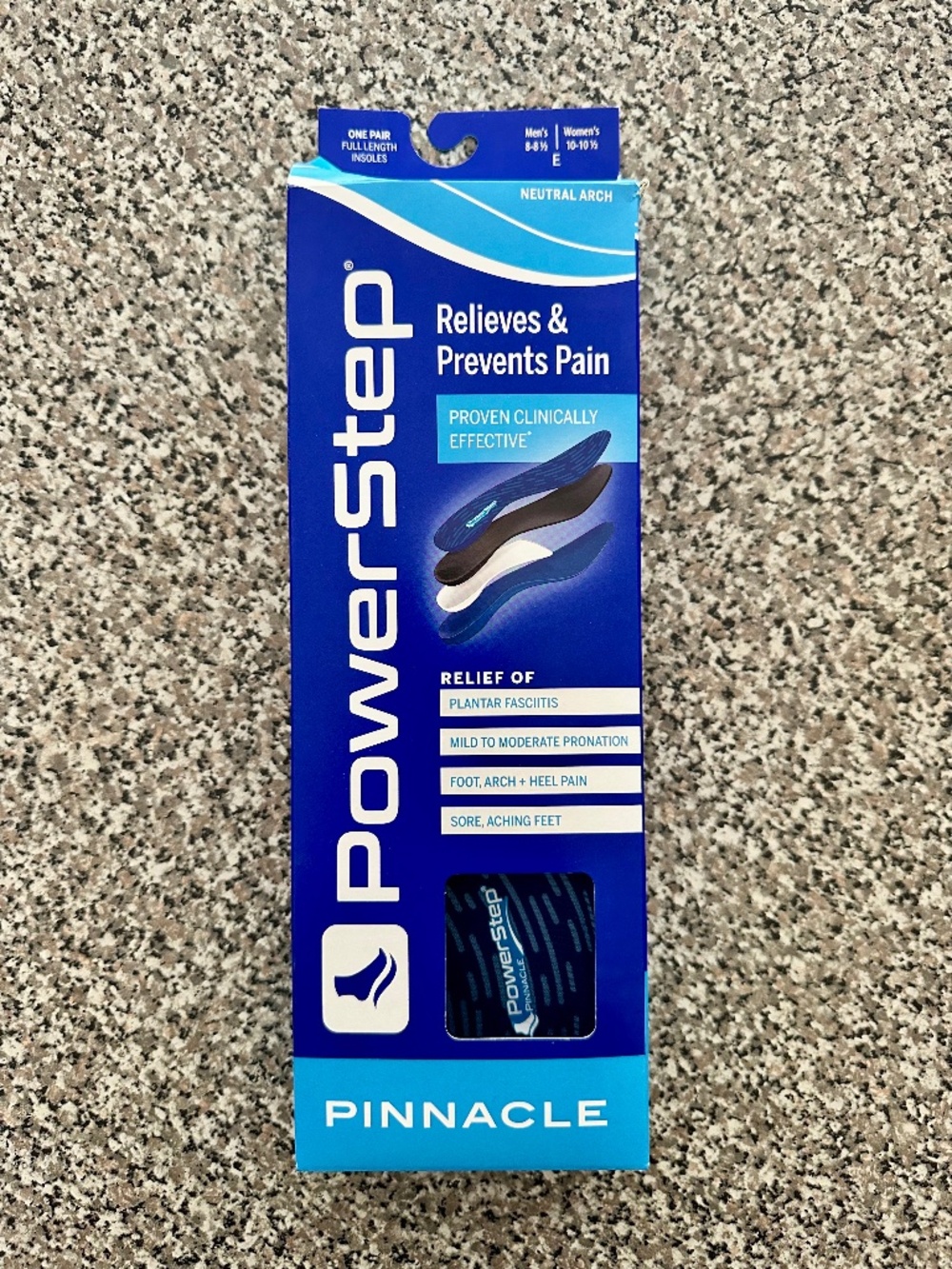 Power Step, Pinnacle Shoe Insoles Size Men's-8-8.5/Women's 10-10.5